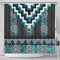 Paua Shell Taniko Pattern Aotearoa Shower Curtain Niho Taniwha Mix Poutama