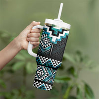 Paua Shell Taniko Pattern Aotearoa Tumbler With Handle Niho Taniwha Mix Poutama