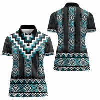 Paua Shell Taniko Pattern Aotearoa Women Polo Shirt Niho Taniwha Mix Poutama