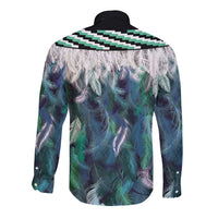 Aotearoa Korowai Motif Long Sleeve Button Shirt Hei Matau Poutama Maori Pattern
