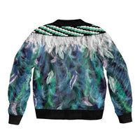 Aotearoa Korowai Motif Sleeve Zip Bomber Jacket Hei Matau Poutama Maori Pattern