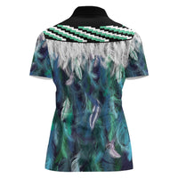 Aotearoa Korowai Motif Women Polo Shirt Hei Matau Poutama Maori Pattern