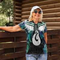 Aotearoa Korowai Motif Women Polo Shirt Hei Matau Poutama Maori Pattern