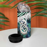Aotearoa Korowai Motif 4 in 1 Can Cooler Tumbler Hei Manaia Poutama Maori Pattern