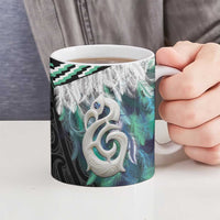 Aotearoa Korowai Motif Ceramic Mug Hei Manaia Poutama Maori Pattern - Polynesian Pride
