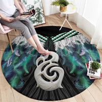 Aotearoa Korowai Motif Round Carpet Hei Manaia Poutama Maori Pattern