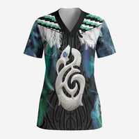 Aotearoa Korowai Motif Scrub Top Hei Manaia Poutama Maori Pattern - Polynesian Pride