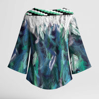 Aotearoa Korowai Motif Kimono Sleeve Blouse Maori Wheku Poutama - Polynesian Pride