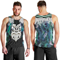 Aotearoa Korowai Motif Men Tank Top Maori Wheku Poutama