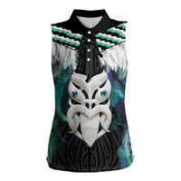 Aotearoa Korowai Motif Women Sleeveless Polo Shirt Maori Wheku Poutama
