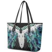Aotearoa Korowai Motif Leather Tote Bag Maori Tane Poutama LT14 - Polynesian Pride