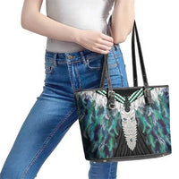 Aotearoa Korowai Motif Leather Tote Bag Maori Tane Poutama LT14 - Polynesian Pride