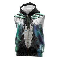 Aotearoa Korowai Motif Sleeveless Zip Hoodie Maori Tane Poutama LT14 Turquoise - Polynesian Pride