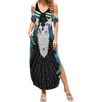 Aotearoa Korowai Motif Summer Maxi Dress Maori Tane Poutama