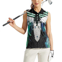 Aotearoa Korowai Motif Women Sleeveless Polo Shirt Maori Tane Poutama
