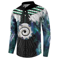 Aotearoa Korowai Motif Button Sweatshirt Maori Koru Poutama