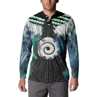 Aotearoa Korowai Motif Button Sweatshirt Maori Koru Poutama