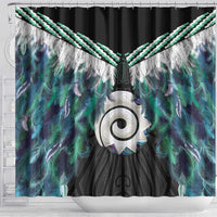 Aotearoa Korowai Motif Shower Curtain Maori Koru Poutama
