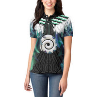 Aotearoa Korowai Motif Women Polo Shirt Maori Koru Poutama