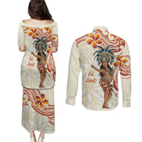 Heiva i Tahiti Couples Matching Puletasi and Long Sleeve Button Shirt Ori Tahitian Dance Tiare Maori