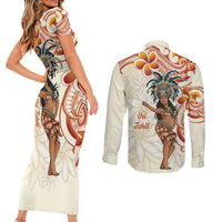 Heiva i Tahiti Couples Matching Short Sleeve Bodycon Dress and Long Sleeve Button Shirt Ori Tahitian Dance Tiare Maori LT14 - Polynesian Pride