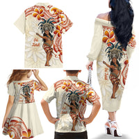 Heiva i Tahiti Family Matching Off The Shoulder Long Sleeve Dress and Hawaiian Shirt Ori Tahitian Dance Tiare Maori LT14 - Polynesian Pride