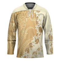 Heiva i Tahiti Hockey Jersey Tahitian Tiare Maori Cowrie Lei Brown