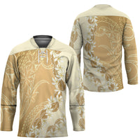 Heiva i Tahiti Hockey Jersey Tahitian Tiare Maori Cowrie Lei Brown