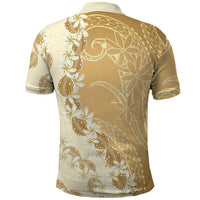 Heiva i Tahiti Polo Shirt Tahitian Tiare Maori Cowrie Lei Brown