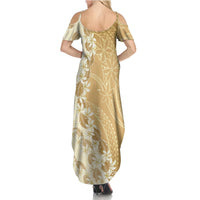 Heiva i Tahiti Summer Maxi Dress Tahitian Tiare Maori Cowrie Lei Brown