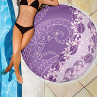 Heiva i Tahiti Beach Blanket Tahitian Tiare Maori Cowrie Lei Purple
