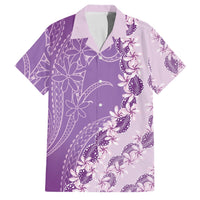 Heiva i Tahiti Family Matching Off Shoulder Short Dress and Hawaiian Shirt Tahitian Tiare Maori Cowrie Lei Purple LT14 Dad's Shirt - Short Sleeve Purple - Polynesian Pride