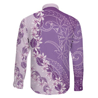 Heiva i Tahiti Family Matching Off Shoulder Short Dress and Hawaiian Shirt Tahitian Tiare Maori Cowrie Lei Purple LT14 - Polynesian Pride