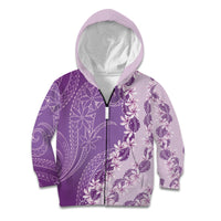 Heiva i Tahiti Kid Hoodie Tahitian Tiare Maori Cowrie Lei Purple LT14 Zip Hoodie Purple - Polynesian Pride