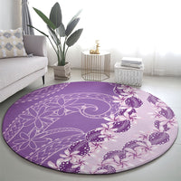 Heiva i Tahiti Round Carpet Tahitian Tiare Maori Cowrie Lei Purple LT14 - Polynesian Pride