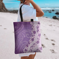 Heiva i Tahiti Tote Bag Tahitian Tiare Maori Cowrie Lei Purple