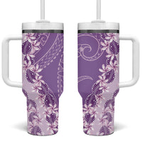 Heiva i Tahiti Tumbler With Handle Tahitian Tiare Maori Cowrie Lei Purple