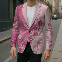 Heiva i Tahiti Blazer Tahitian Tiare Maori Cowrie Lei Pink