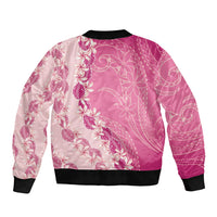 Heiva i Tahiti Bomber Jacket Tahitian Tiare Maori Cowrie Lei Pink