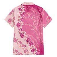Heiva i Tahiti Family Matching Off The Shoulder Long Sleeve Dress and Hawaiian Shirt Tahitian Tiare Maori Cowrie Lei Pink LT14 - Polynesian Pride