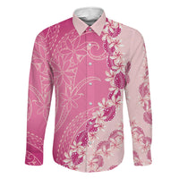 Heiva i Tahiti Family Matching Off The Shoulder Long Sleeve Dress and Hawaiian Shirt Tahitian Tiare Maori Cowrie Lei Pink LT14 Dad's Shirt - Long Sleeve Pink - Polynesian Pride