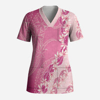 Heiva i Tahiti Scrub Top Tahitian Tiare Maori Cowrie Lei Pink