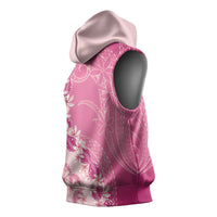Heiva i Tahiti Sleeveless Hoodie Tahitian Tiare Maori Cowrie Lei Pink LT14 - Polynesian Pride