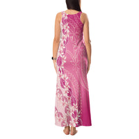 Heiva i Tahiti Tank Maxi Dress Tahitian Tiare Maori Cowrie Lei Pink