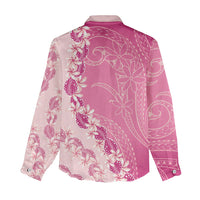 Heiva i Tahiti Women Casual Shirt Tahitian Tiare Maori Cowrie Lei Pink LT14 - Polynesian Pride