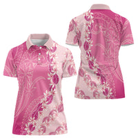Heiva i Tahiti Women Polo Shirt Tahitian Tiare Maori Cowrie Lei Pink LT14 - Polynesian Pride