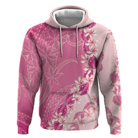 Heiva i Tahiti Zip Hoodie Tahitian Tiare Maori Cowrie Lei Pink