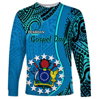 13 March Penrhyn Island Gospel Day Long Sleeve Shirt Cook Islands Tribal Pattern LT14 Unisex Blue - Polynesian Pride