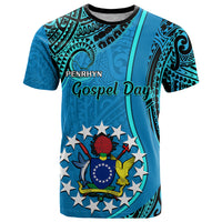 Custom 13 March Penrhyn Island Gospel Day T Shirt Cook Islands Tribal Pattern LT14 Blue - Polynesian Pride
