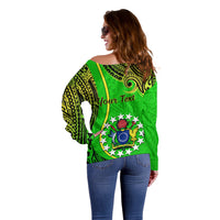 Personalised 25 May Palmerston Island Gospel Day Off Shoulder Sweater Cook Islands Tribal Pattern LT14 - Polynesian Pride